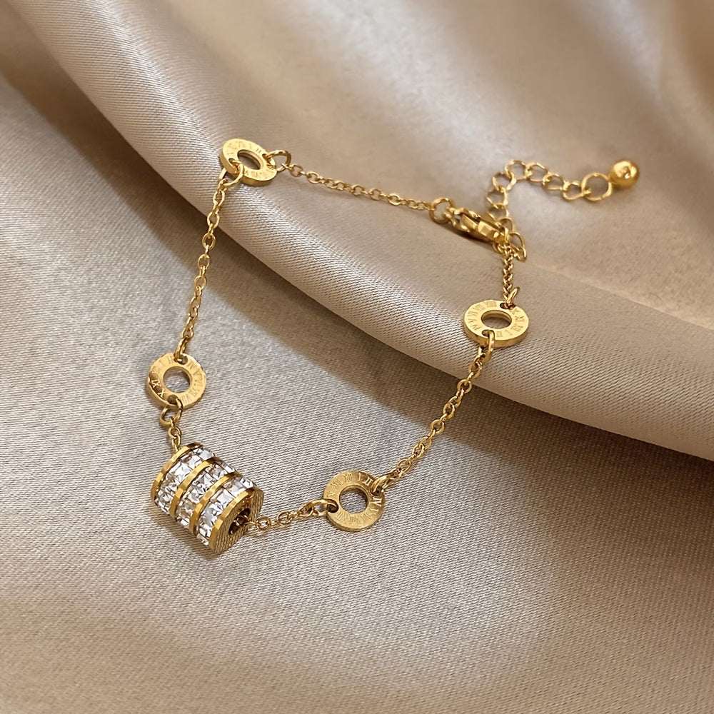 1pc Elegant Cylindrical Inlaid Synthetic Bracelet
