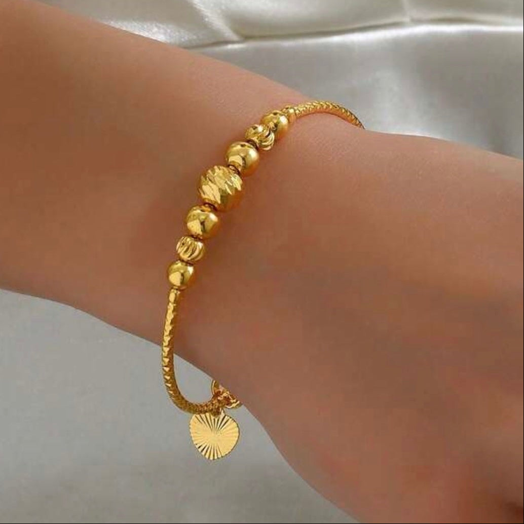 1pc Elegant Minimalist Adjustable Gold-Tone Bangle Bracelet, Suitable For Commuting, European And American Style