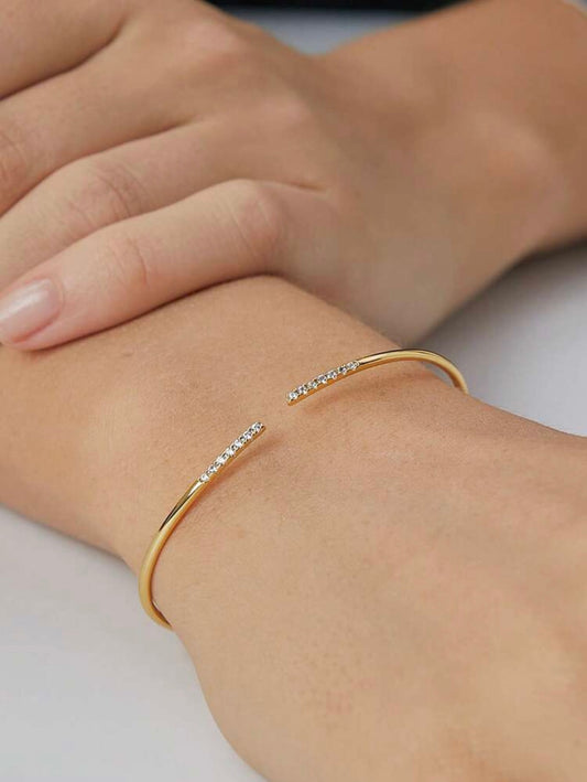 Charm-In 1pc Minimalist Plain Copper Gold Plated Bangle Bracelet