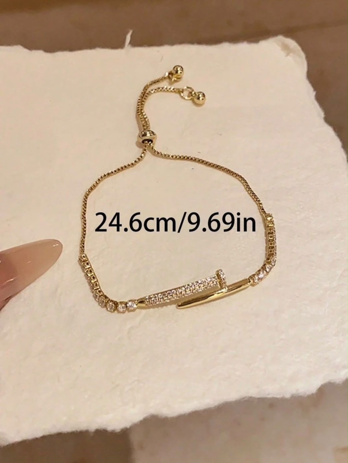 1PC Zirconia Nail Bracelet Commuter Versatile Hand Jewelry Simple High-End Geometric Adjustable Bracelet