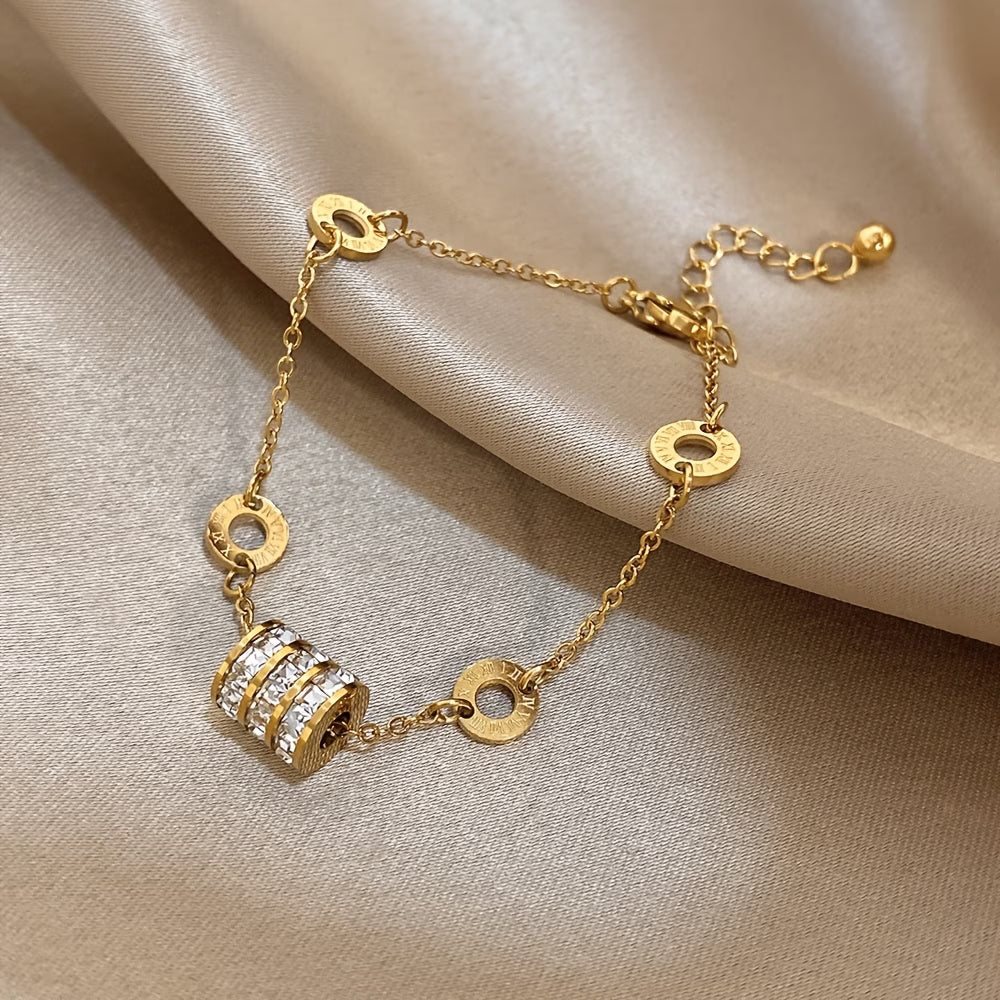 1pc Elegant Cylindrical Inlaid Synthetic Bracelet