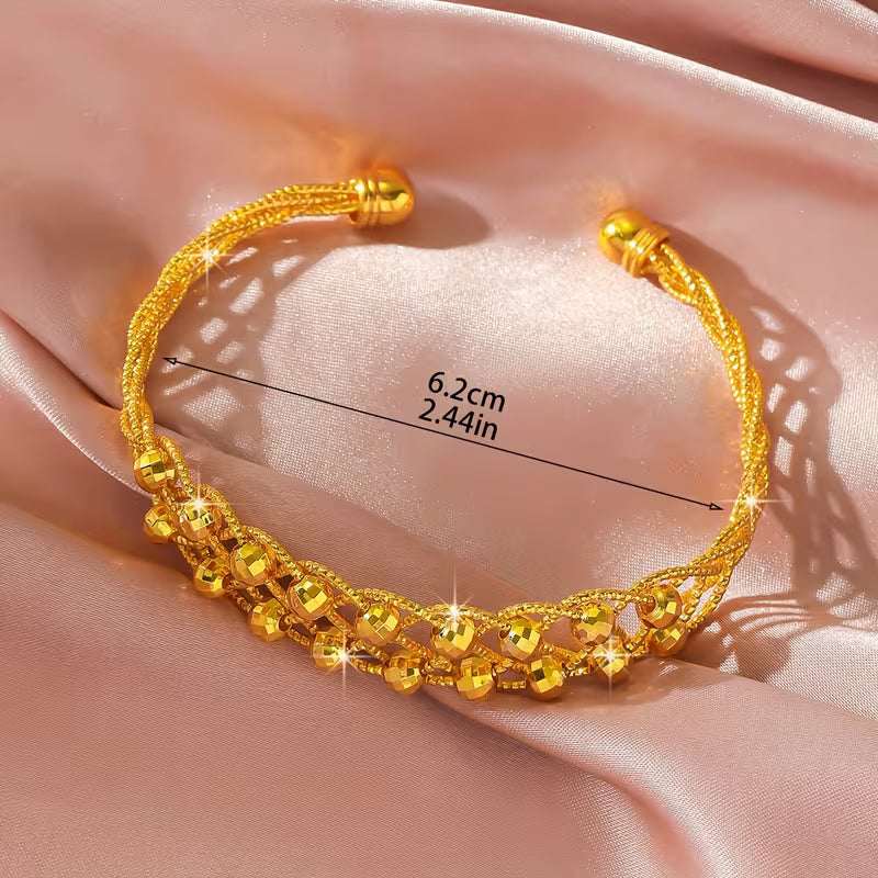 Minimalist Dubai Style Gold-Plated Mesh Bead Bracelet