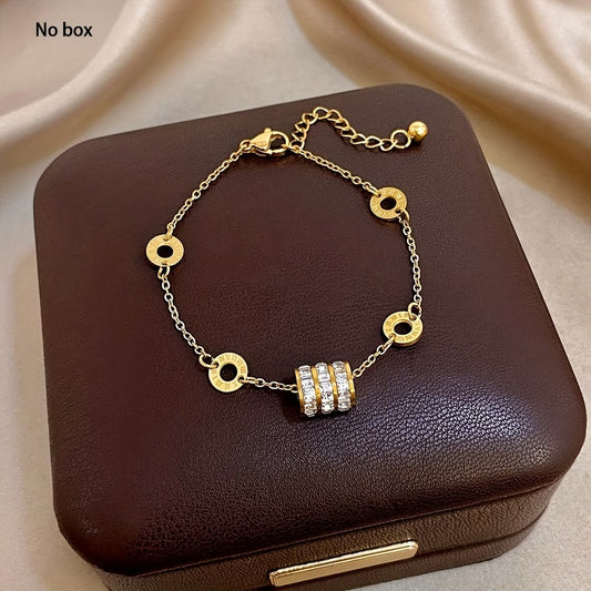 1pc Elegant Cylindrical Inlaid Synthetic Bracelet