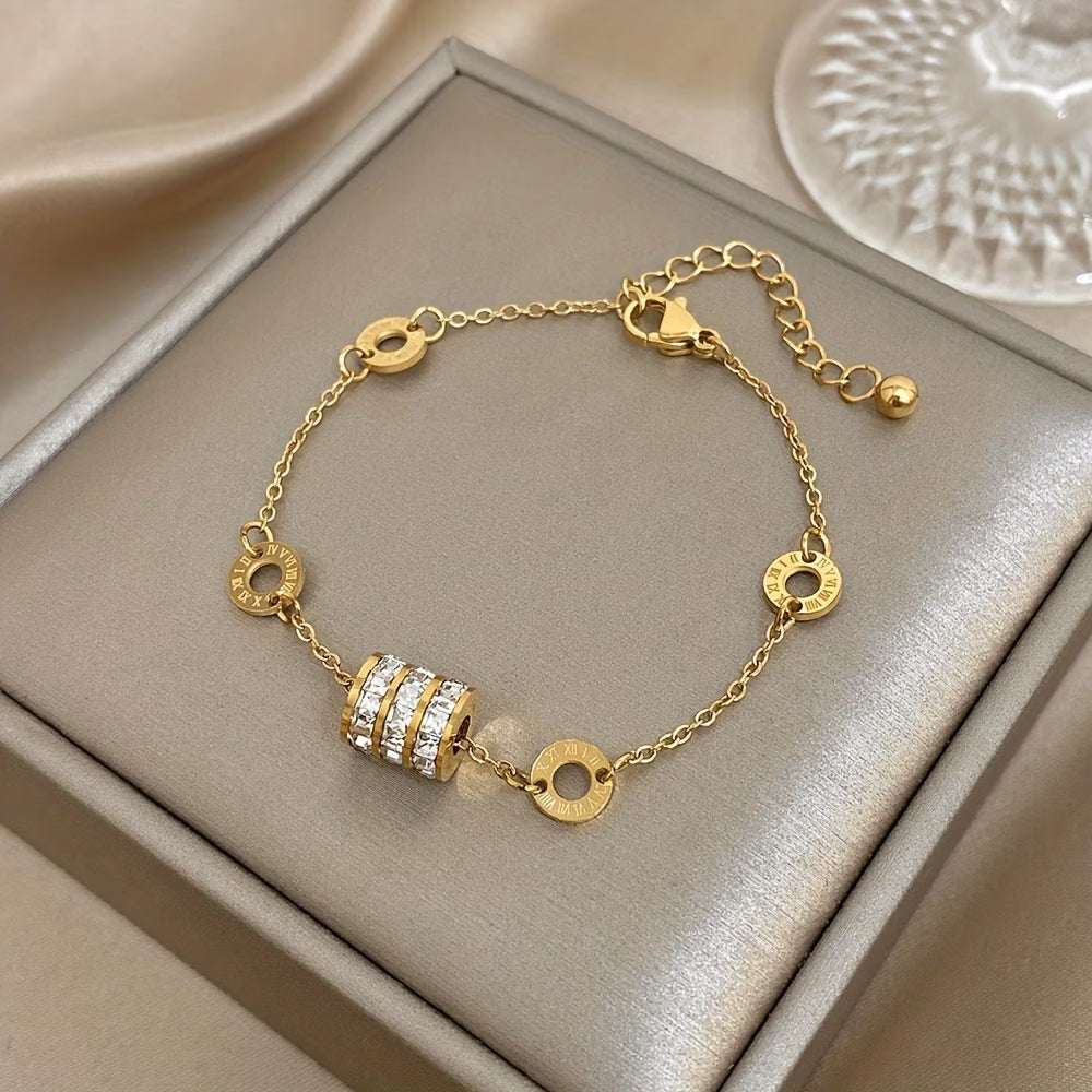 1pc Elegant Cylindrical Inlaid Synthetic Bracelet