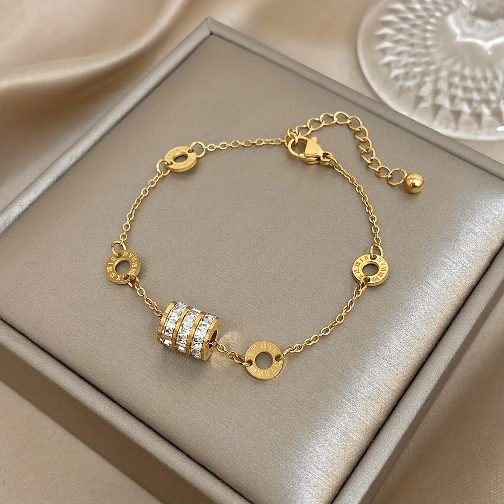 1pc Elegant Cylindrical Inlaid Synthetic Bracelet