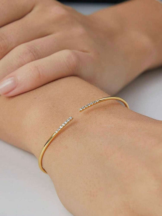 Charm-In 1pc Minimalist Plain Copper Gold Plated Bangle Bracelet