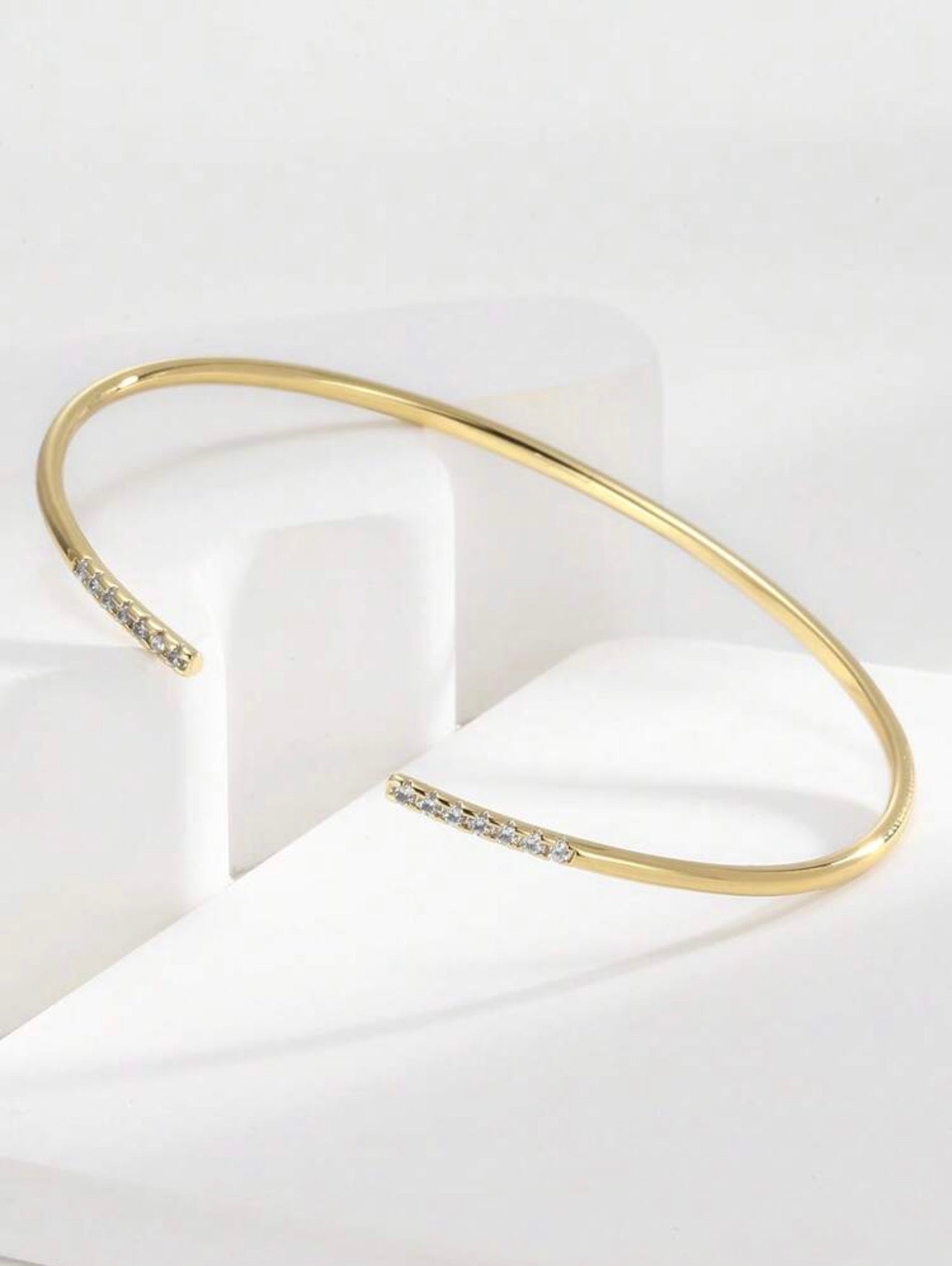 Charm-In 1pc Minimalist Plain Copper Gold Plated Bangle Bracelet