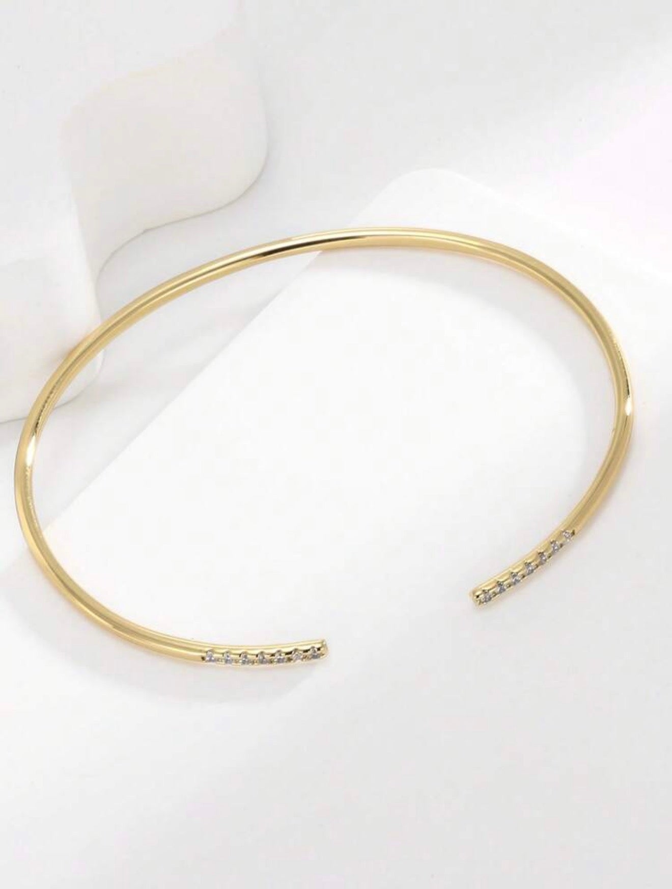 Charm-In 1pc Minimalist Plain Copper Gold Plated Bangle Bracelet