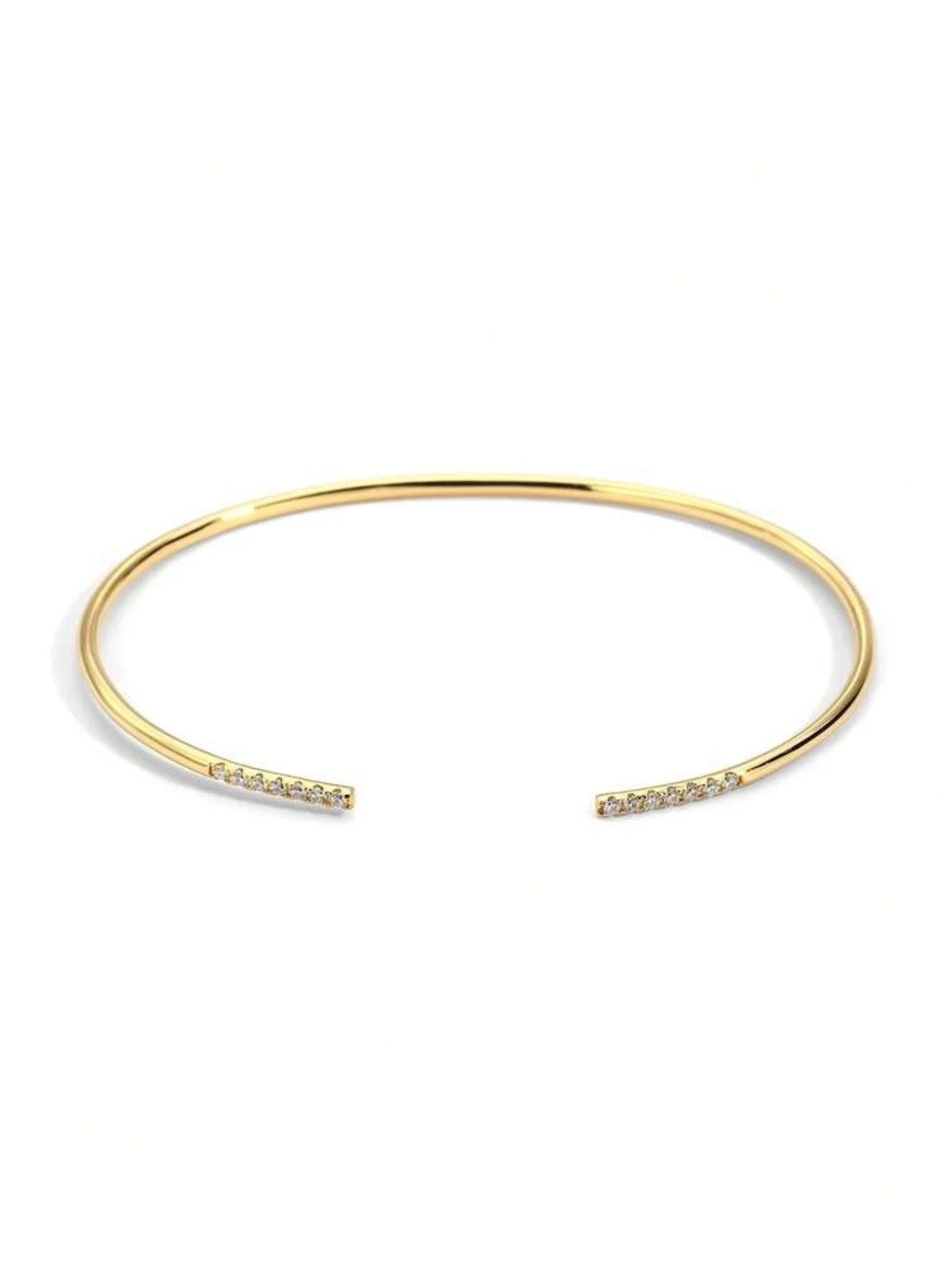 Charm-In 1pc Minimalist Plain Copper Gold Plated Bangle Bracelet