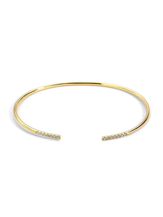 Charm-In 1pc Minimalist Plain Copper Gold Plated Bangle Bracelet