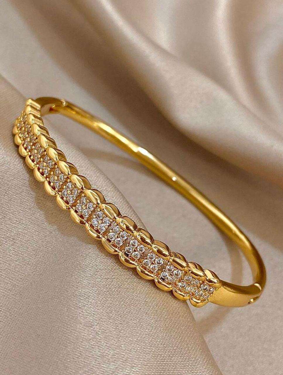 1pc Diamond-cut Sparkling wave chain Bracelet| 18K Gold Plated