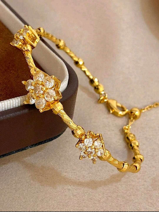 Women Italy Vintage Gemstone Bracelet  | 18K Gold Plated Sunflower Zircon