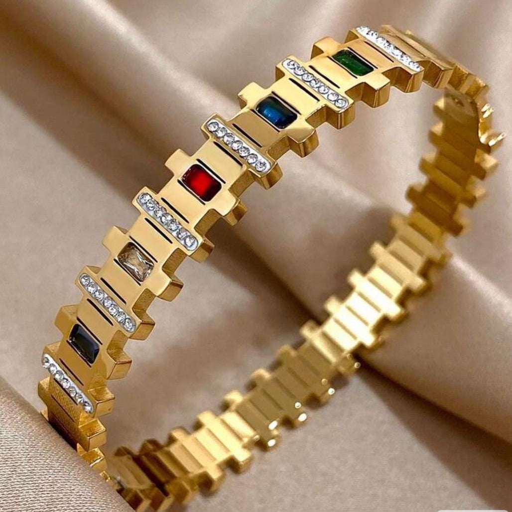 Multi Color Diamond Bracelet | 18k Gold Plated