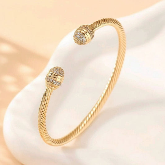 Gold Round Thread Bracelet Middle Eastern Adjustable Bangle