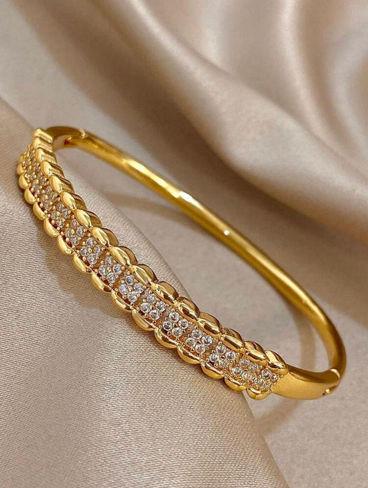 1pc Diamond-cut Sparkling wave chain Bracelet| 18K Gold Plated