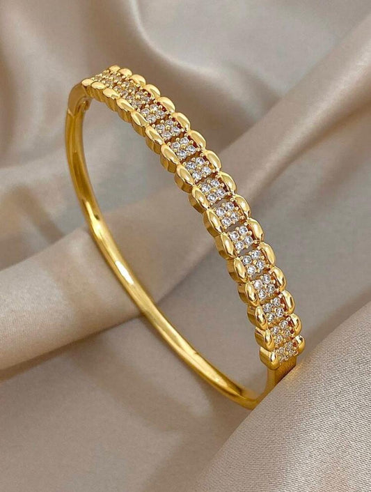 1pc Diamond-cut Sparkling wave chain Bracelet| 18K Gold Plated