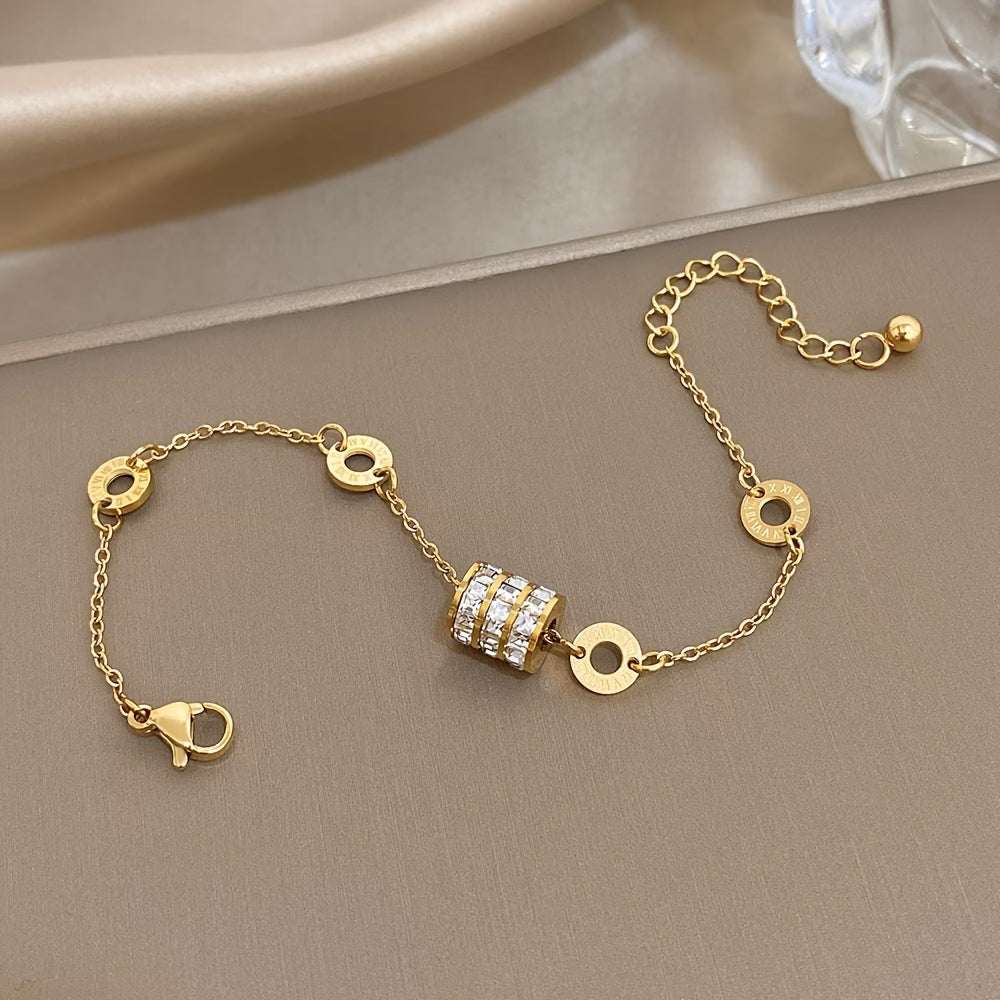 1pc Elegant Cylindrical Inlaid Synthetic Bracelet