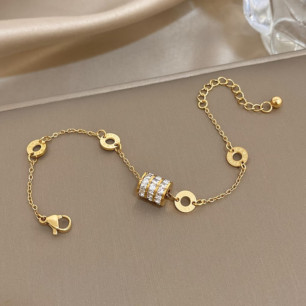 1pc Elegant Cylindrical Inlaid Synthetic Bracelet